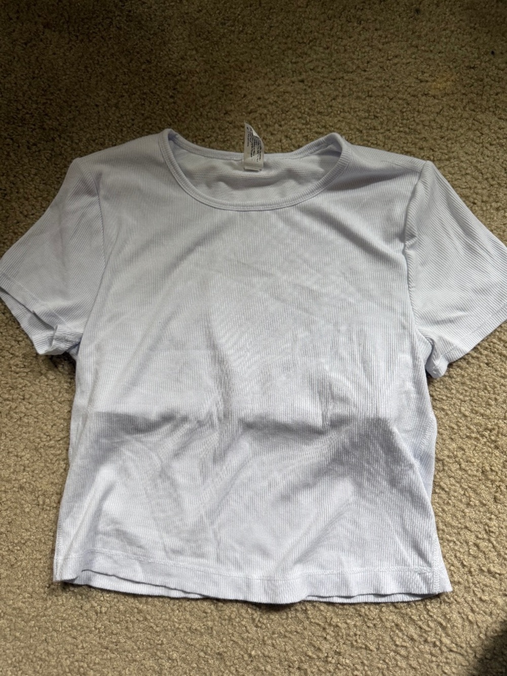 Yogalicious Heavenly Rib Crop Short Sleeve Top Build in Bra Sz M Pilates Support